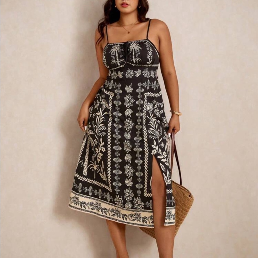 Boho Palm Tree Midi Dress